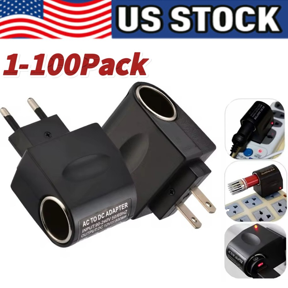 100-240V AC To 12V DC Car Cigarette Lighter Socket Power Adapter Converter LOT
