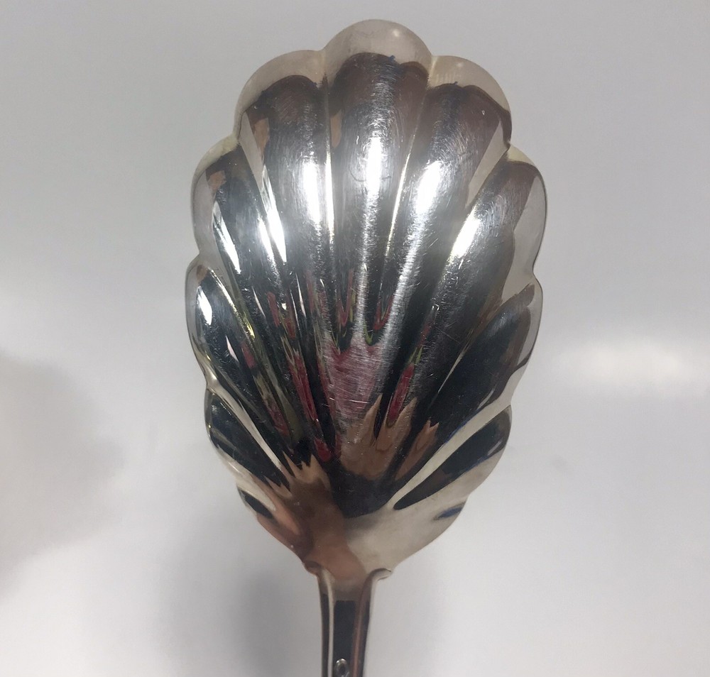 Oneida Silver Plate Sugar Spoon Arbor Shell Shaped Serving Utensil Flatware G17