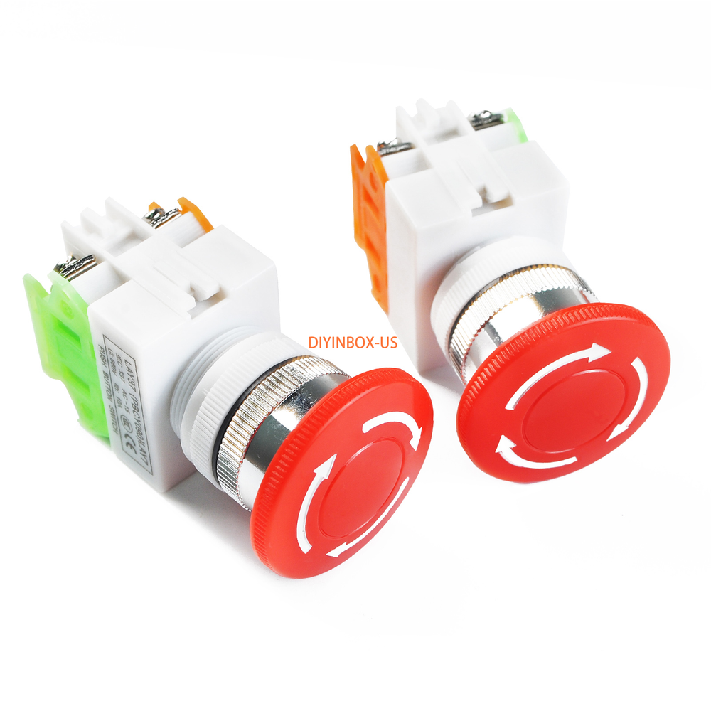 2X Emergency Stop Switch Push Button Mushroom Emergency Shut Off Switch Button