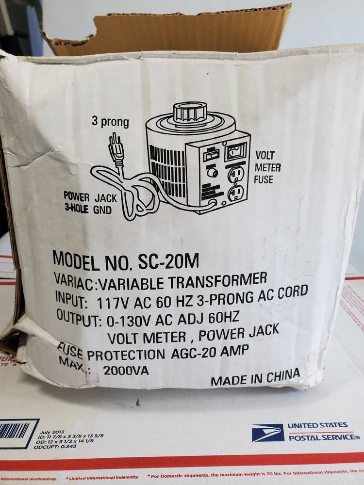 Variable Transformer SC-20M variac 20 amp variable transformer
