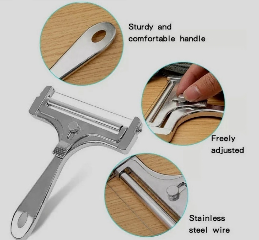 Stainless Steel Adjustable Cheese Slicer - Kitchen Wire Cutter Tool