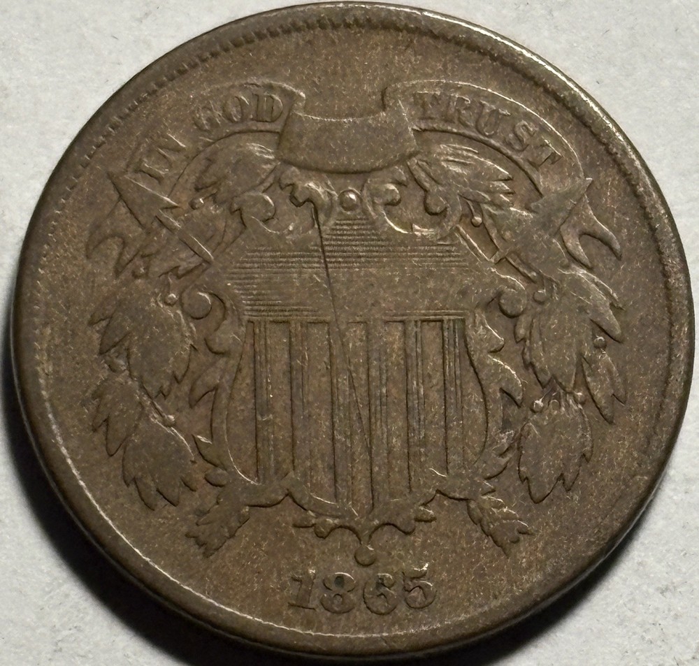 1865 Two Cent Piece — Circulated 🔥 Original Surfaces