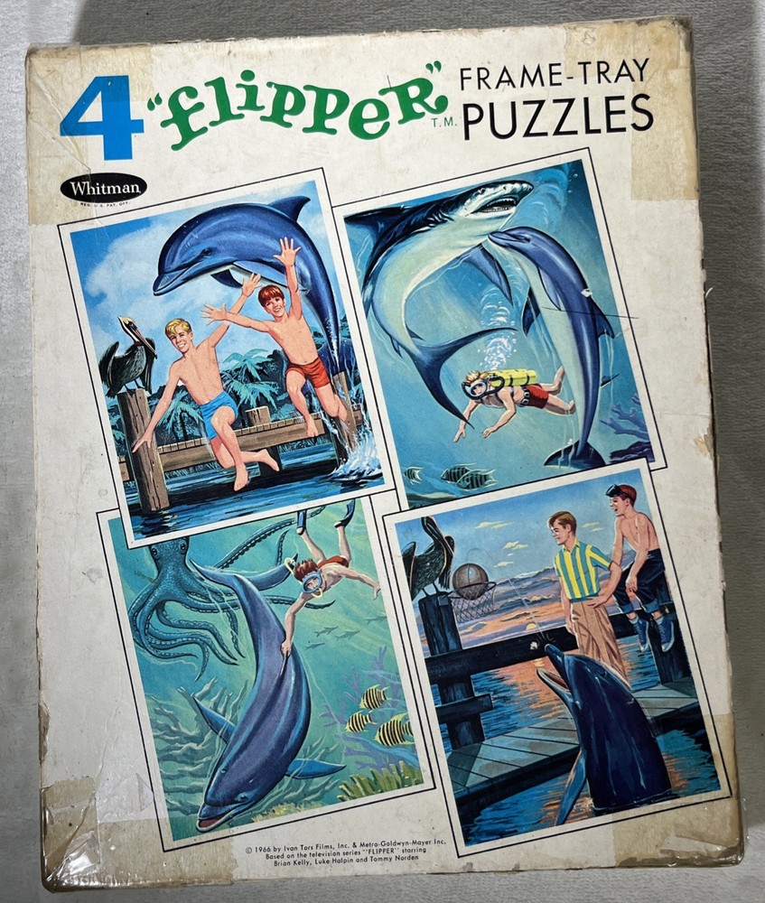 Whitman 4 Flipper Frame-Tray Puzzles 1966 Complete Vintage