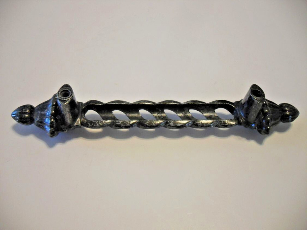 Vintage Nos Drawer Pull Silver/Pewter & Black Barber Pole Shape Cabinet Handle