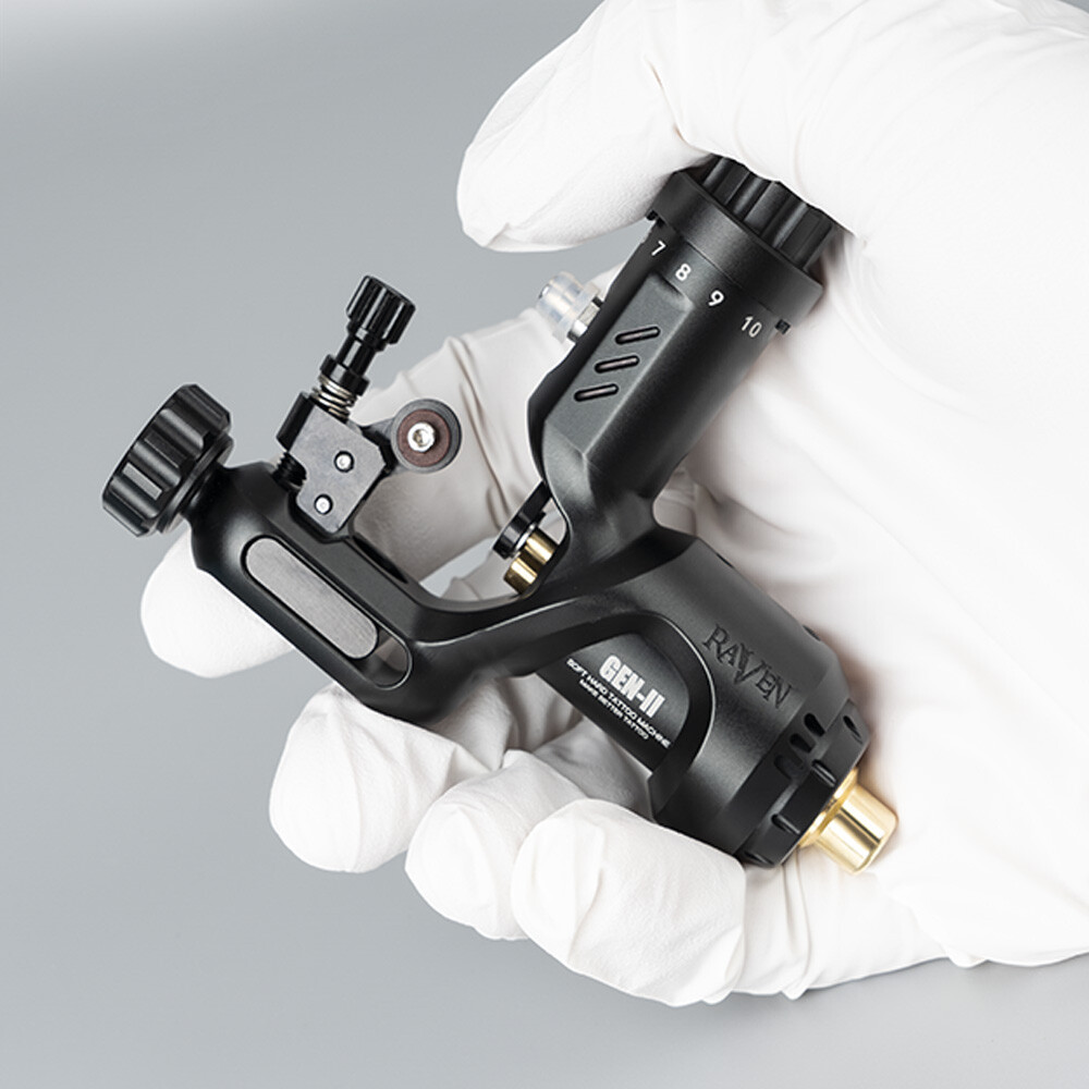 Raven II Adjustable Tattoo Rotary Gun Machine Hand Controller Battery Grip Kit