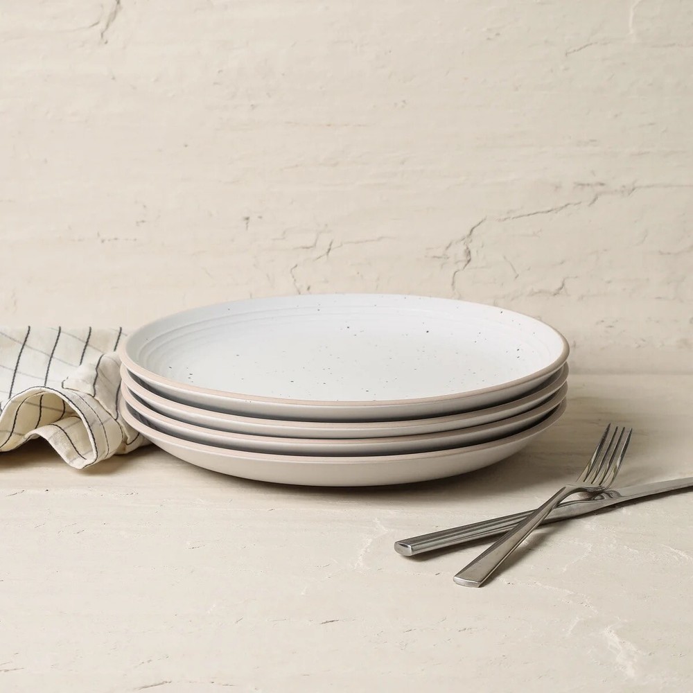 Stone + Lain Lauren 12-piece Stoneware Dinnerware Set in Stone White