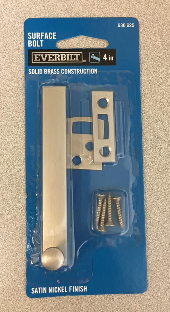 Everbilt 630 625 4 in. Satin Nickel Surface Bolt