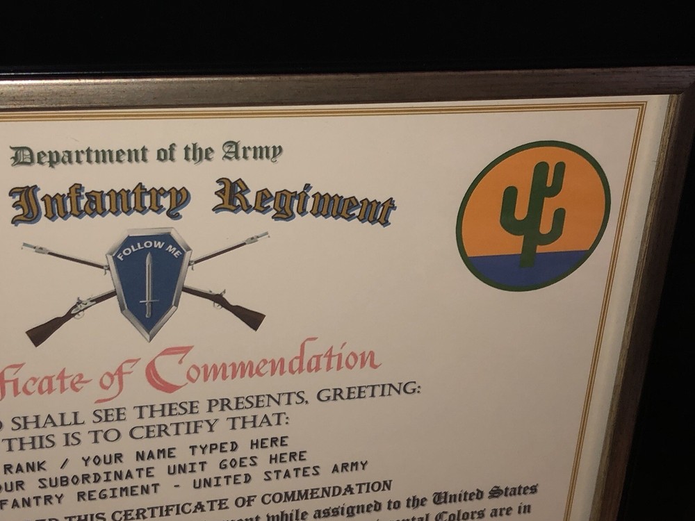 410TH INFANTRY REGIMENT / COMMEMORATIVE - CERTIFICATE OF COMMENDATION