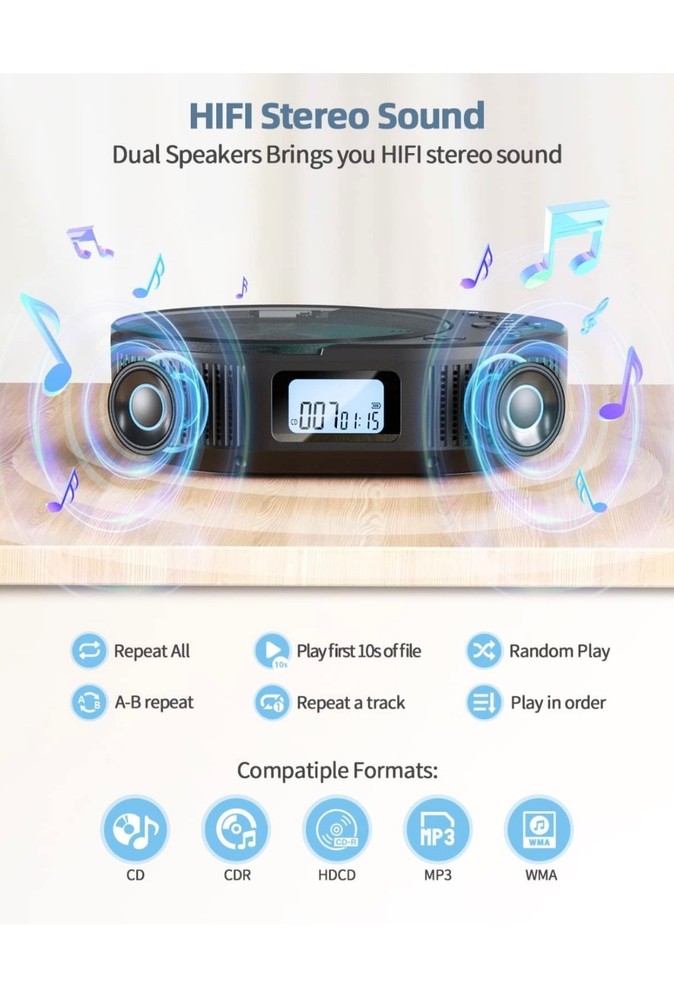 CD Player Portable, FELEMAN Upgraded 2 in 1 Portable CD Player & Bluetooth Speak