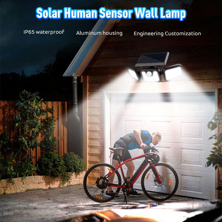 2 Pack 74LED Solar Lights Outdoor Waterproof Motion Sensor Security Lamp 3 Head