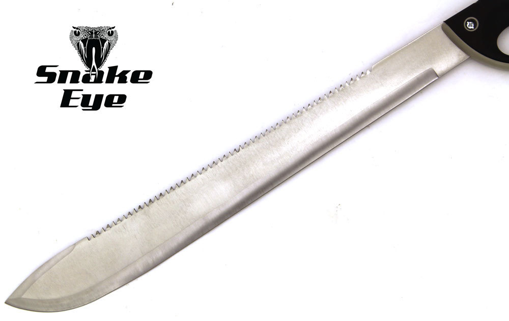 Snake Eye Tactical Full Tang Two Tone Handle Silver Sawback Fixed Blade Machete