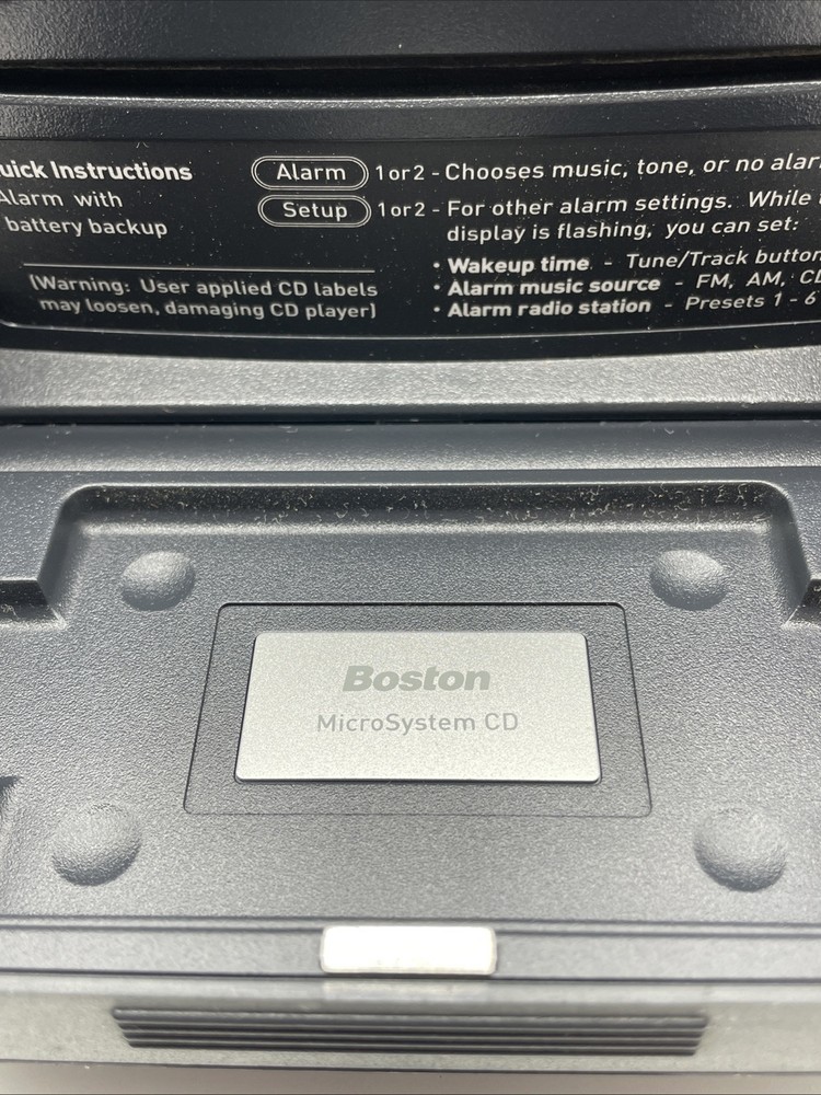 Boston Microsystem Stereo CD Alarm Clock Radio - Tested - No Remote