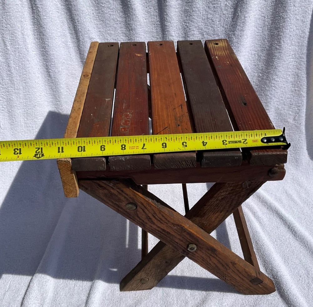 Vintage Folding Wooden Step Stool Seat