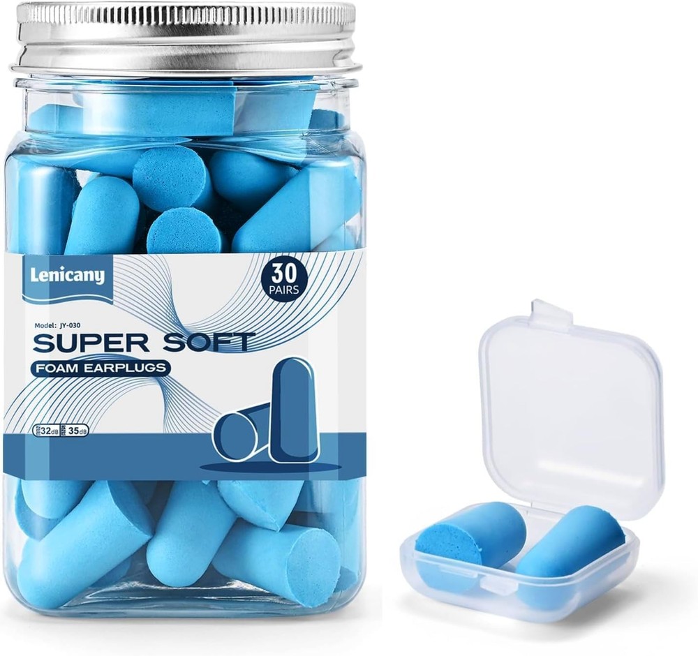 30Pair Soft Foam EarPlugs, 32dB Disposable Sound Blocking Noise Cancelling Ea...