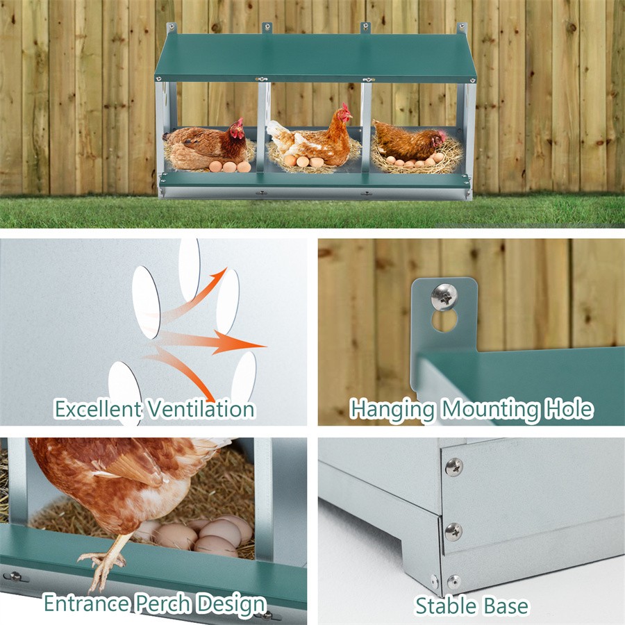 3 Compartment Metal Nesting Boxes for Chicken Nesting Boxes for Hens