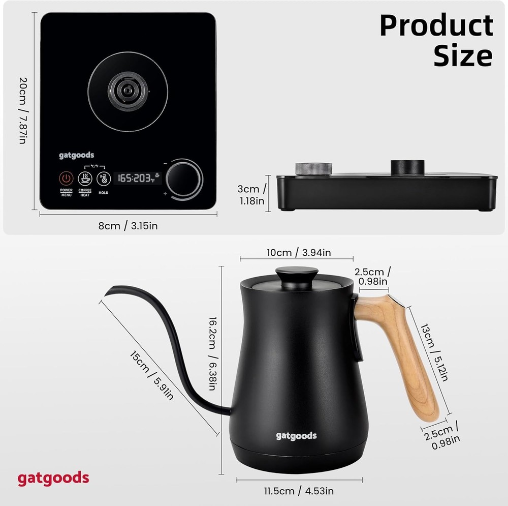 Electric Gooseneck Kettle 1200W - Precise Temperature Control, Fast Boiling