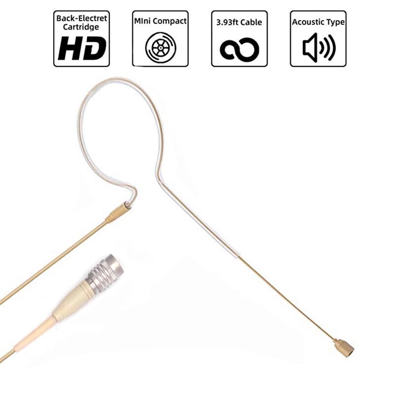 Single Hook Head Headset Microphone For Audio Technica Wireless Mini Hirose 4pin