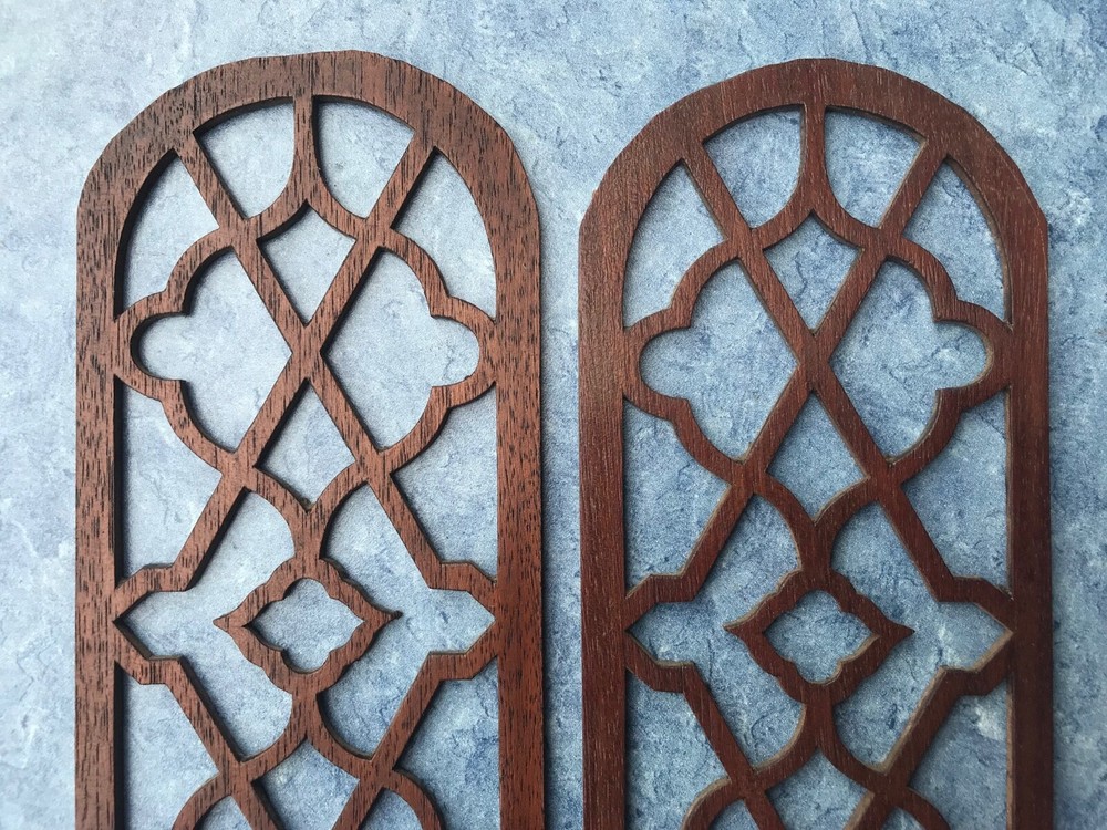 Pair of Walnut Fretwork Pieces