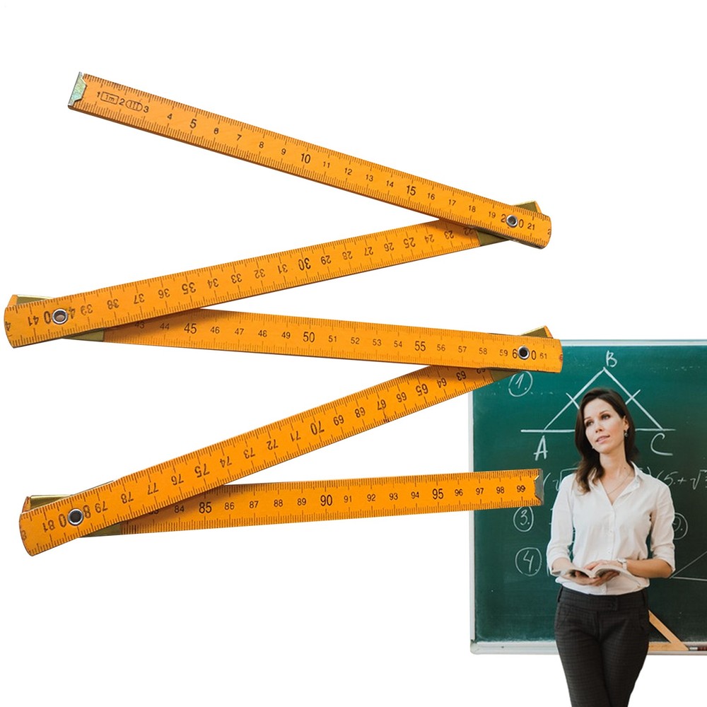 Ruler Wooden Folding Measuring Yellow Yard Stick