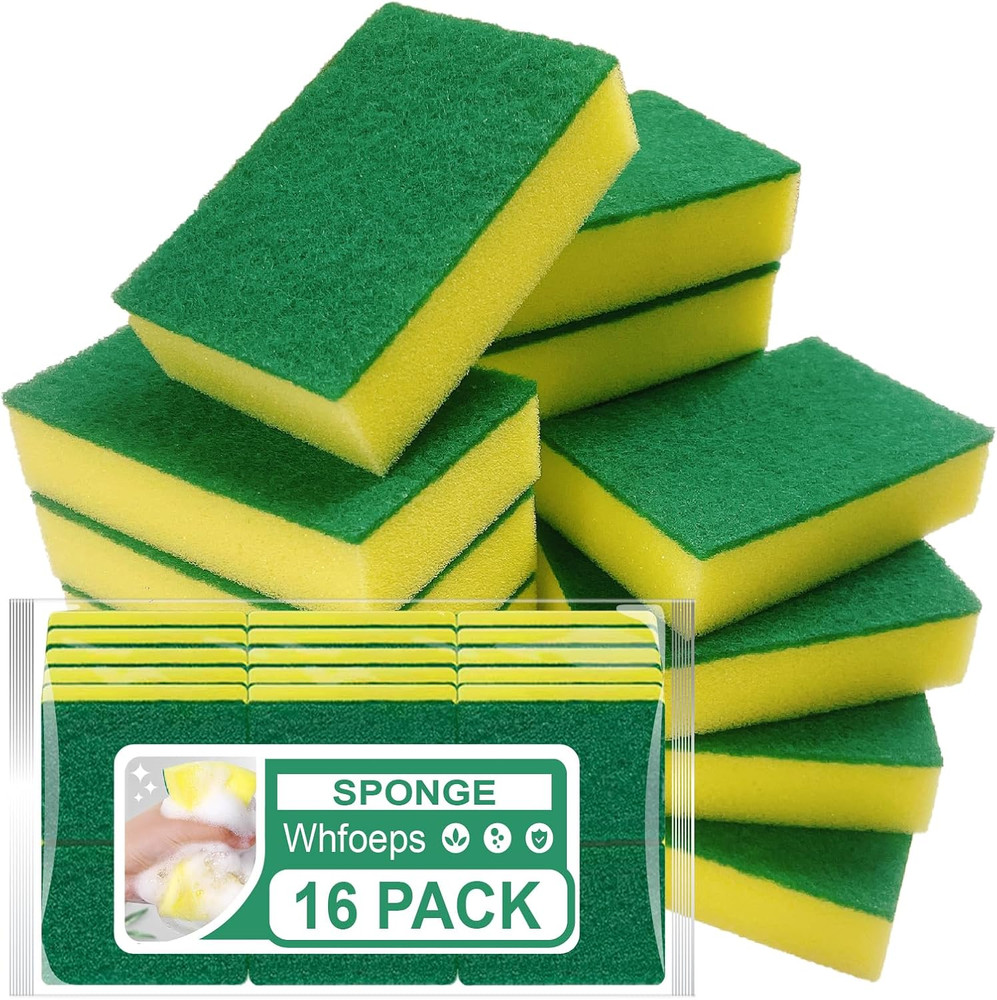 Heavy Duty Scrub Sponges 16 Count for Kitchen Cleaning