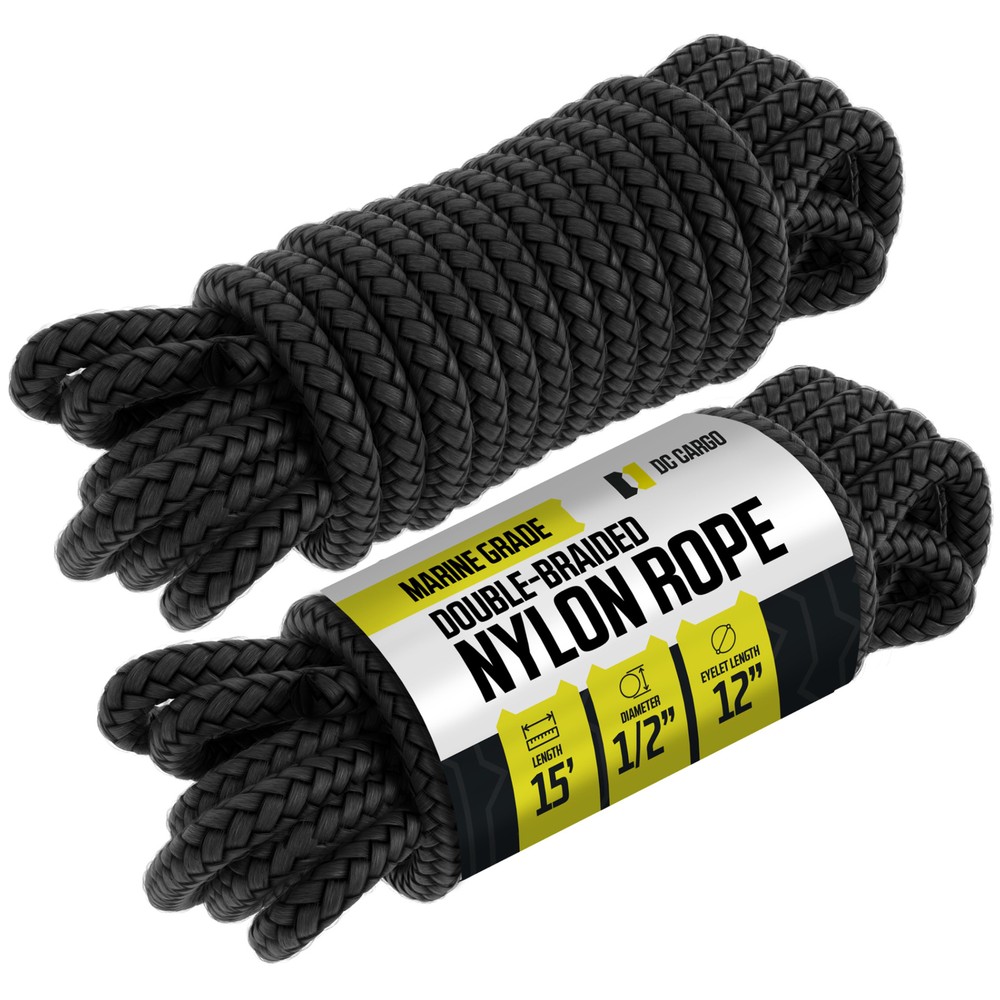 DC Cargo Mall 1/2" x 15' Marine Rope Black - 2 Pack