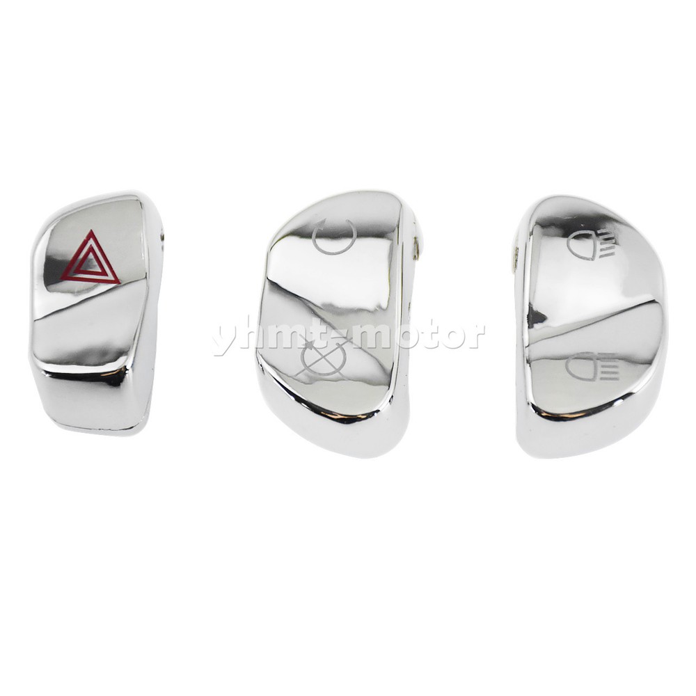 7 Pcs All Chrome Handle Switch Housing Cap Button Replacement Cover For Victory