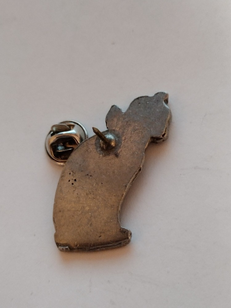 Silvertone Cat Bow Ribbon Collar Lapel Pin