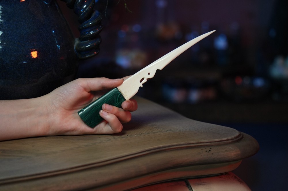 Malachite and Bone Athame
