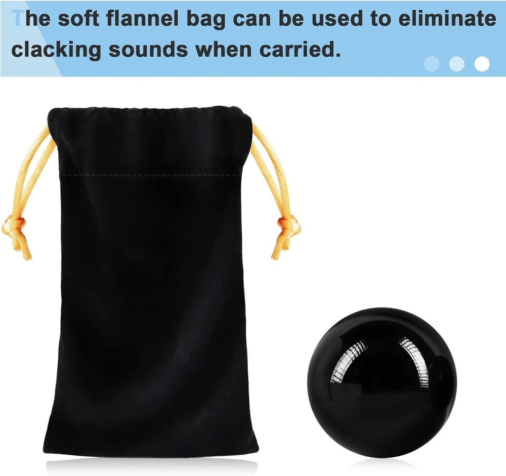 Black Obsidian Baoding Balls Set - Health Exercise & Stress Relief (1.57" & 2")