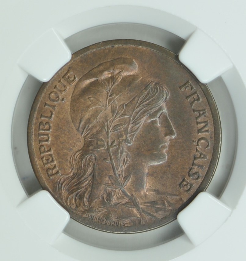 France 1900 5 Centimes NGC MS62 BN