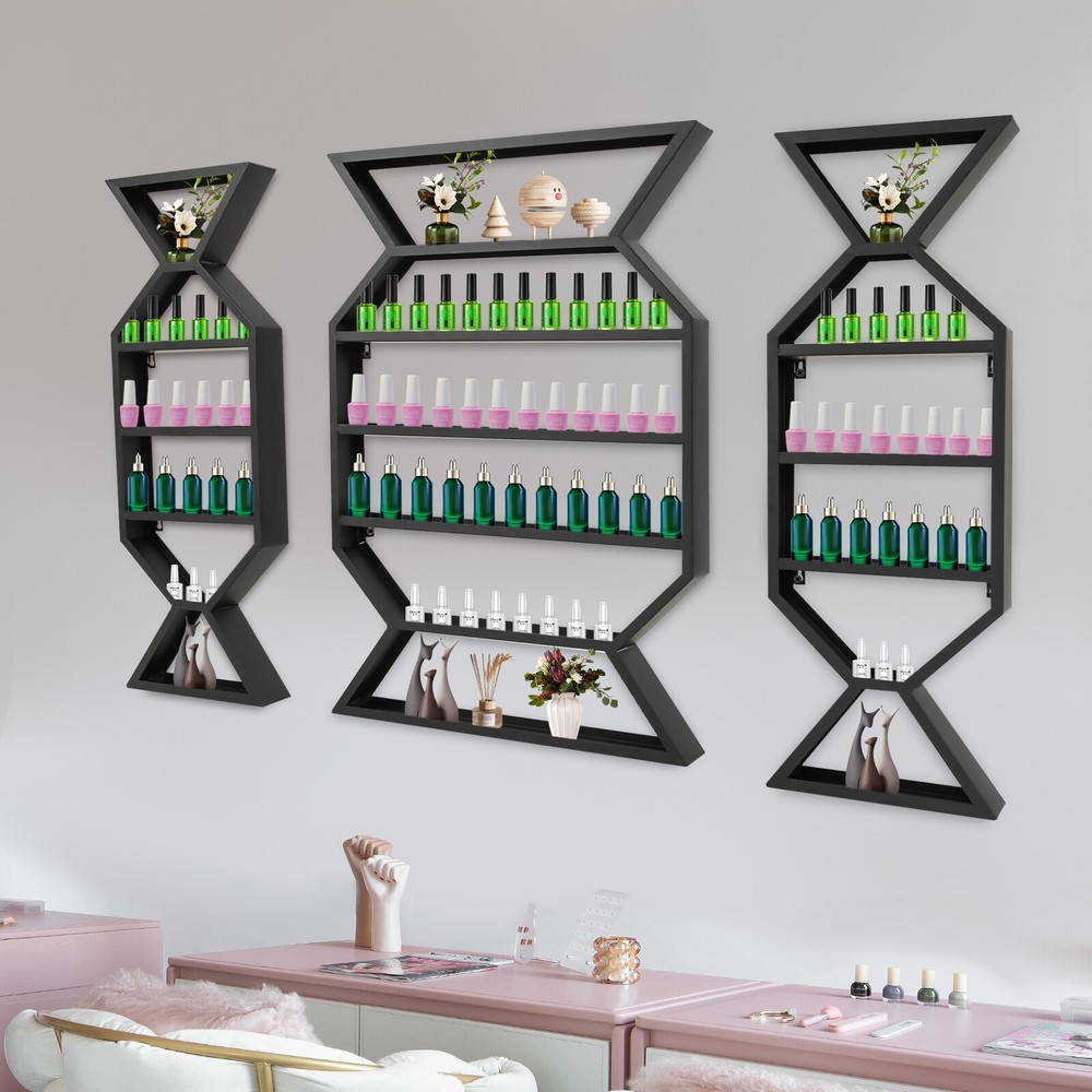 3pc Candy Shape Nail Polish Display Wall Mount Rack Organizer Stand Holder Shelf