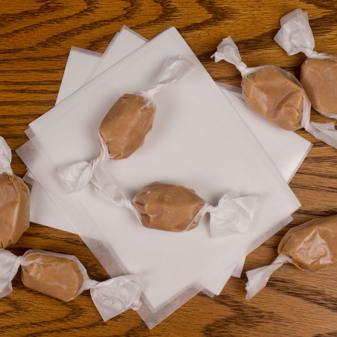 Waxed Caramel Wrappers - White 4"x5", 1 lb. package