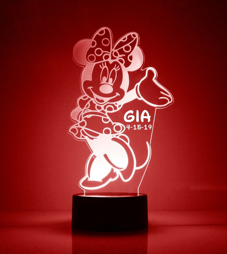 Minnie Mouse Personalized FREE LED Night Light Lamp with Remote Control Light