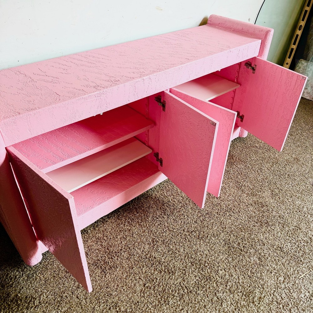 Postmodern Pink Stucco Finished Credenza