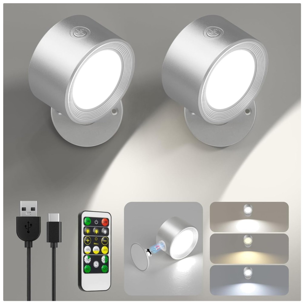 Rechargeable LED Wall Lights 2 Pcs Remote Control