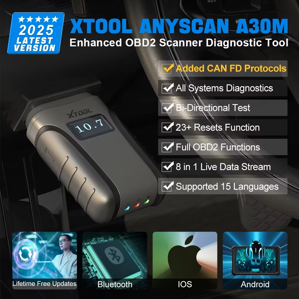 XTOOL A30M V2.0 Wireless OBD2 Scanner Bidirectional Full System Diagnostic Tool