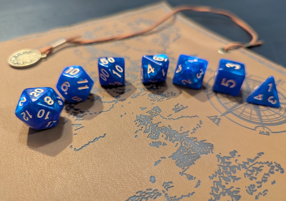 ✨Stormwake Blue✨ 7 Dice Set Poly RPG DnD Dungeons Dragons AD&D Pathfinder d20