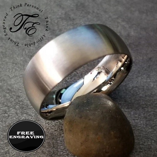 Men's Custom Engraved Silver Wedding Ring - Personalized Handwriting Ring