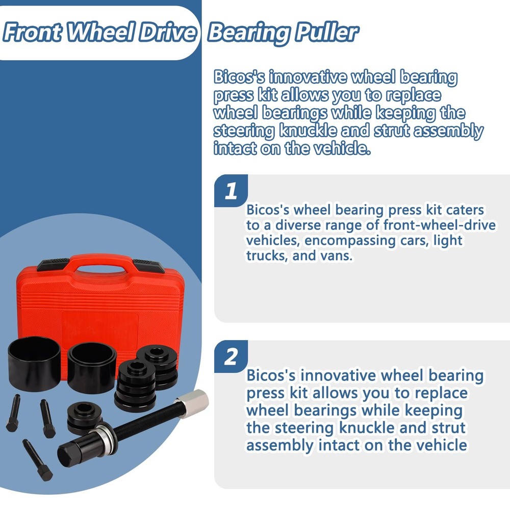 19PC Front Wheel Bearing Press & Puller Set FWD Installation Removal Master Kit