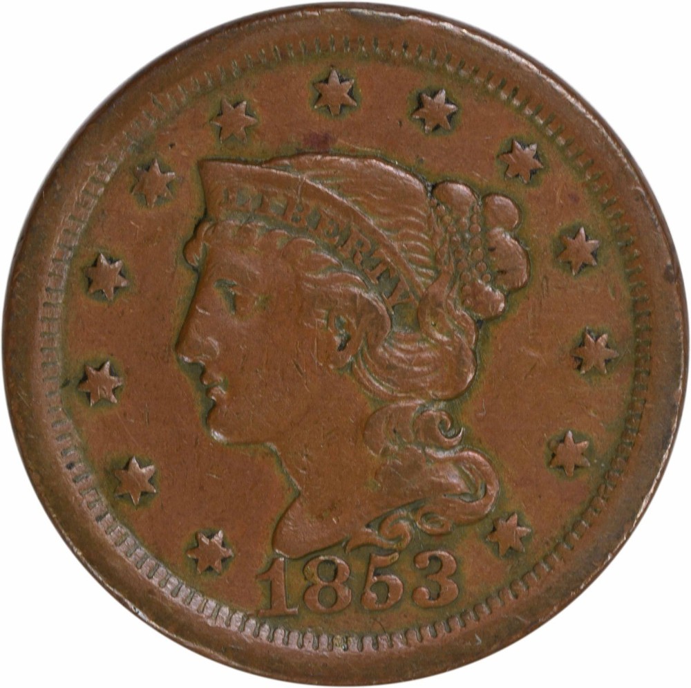 1853 Large Cent EF Uncertified #135