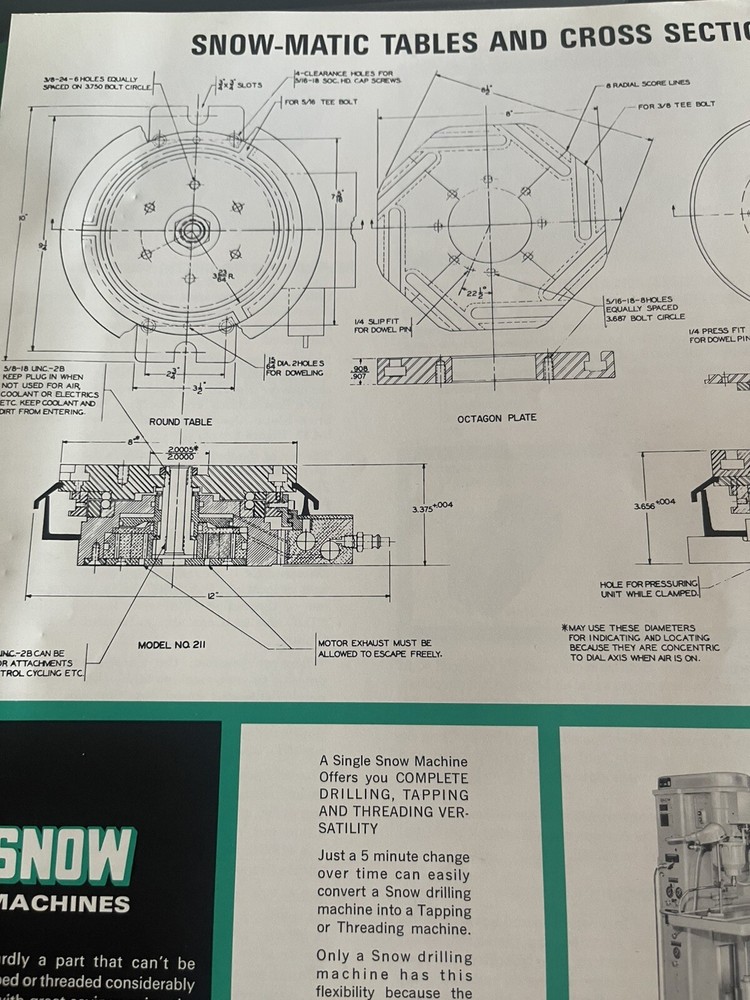 SNOW-MATIC ROTARY TURRET INDEX TABLE BROCHURE
