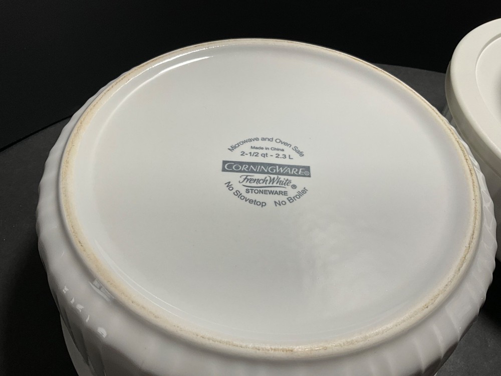 CorningWare French White 6pc Bakeware Set Casserole Dishes Lids Stackable