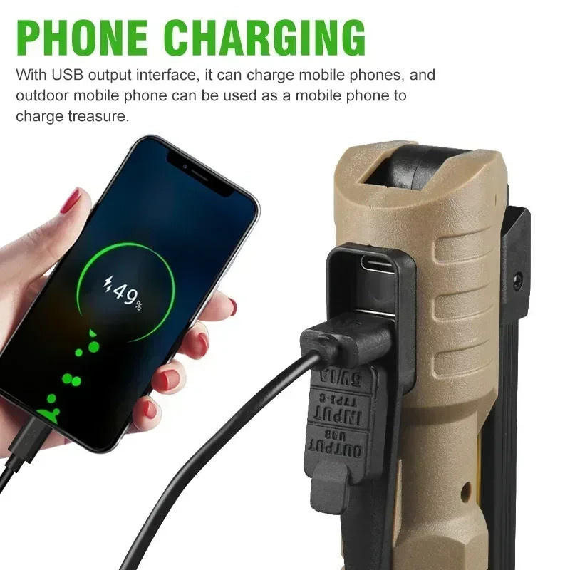 Folding COB XPE LED Work Light Flashlight USB Rechargeable SOS Torch