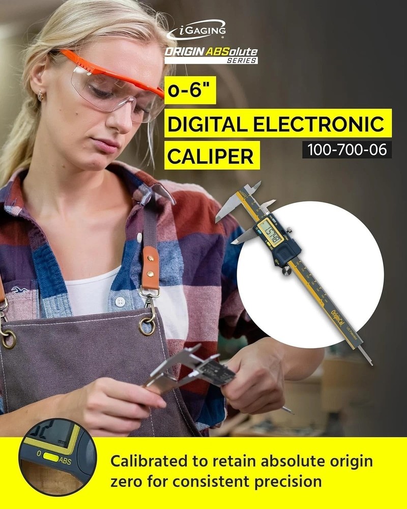 Absolute Origin 0-6" Digital Caliper - Accurate, Durable, with USB Data Export