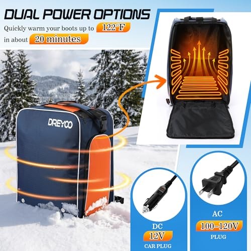 Heated Ski Boot Backpack 55L, 50°C Constant Temperature Boot Bag with AC 100