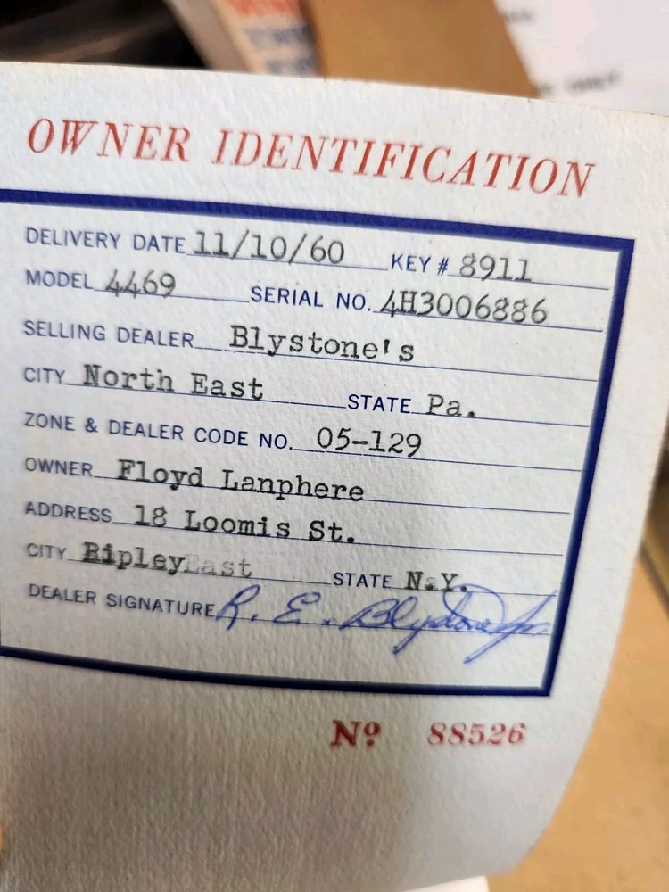 1961 Buick Original Owner Protection Policy