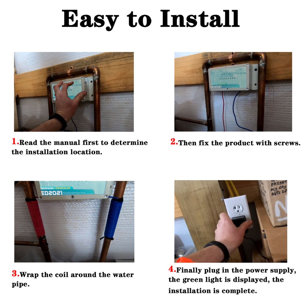 Electronic Water Descaler System, Reduces Limescale, Rust, and Minerals