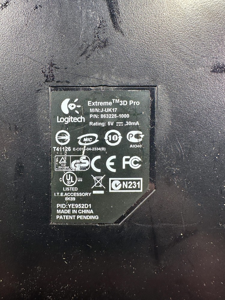 Logitech Extreme 3D Pro Gaming Flight Joystick USB Wired For PC TESTED WORKING