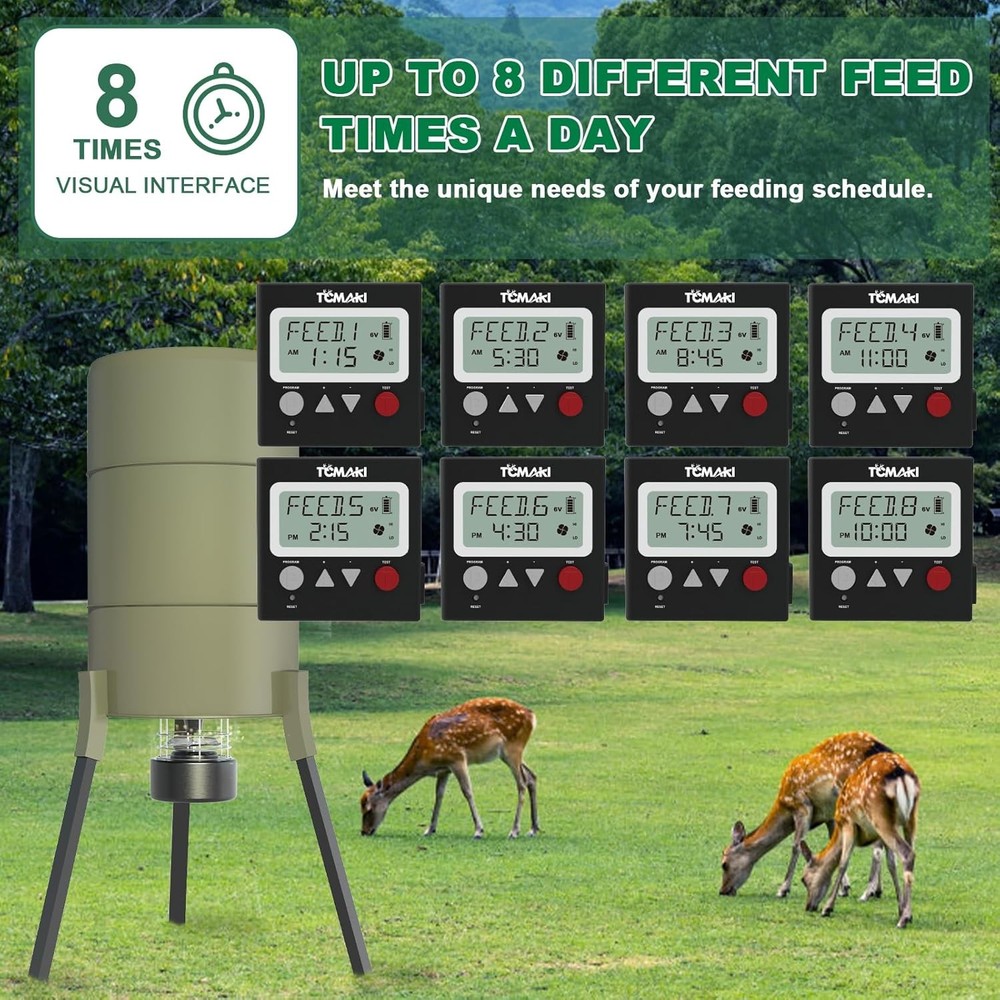 Game Feeder Digital Timer, Deer Feeder Timer, 6V/12V Kit for Goat Feeding, 8 Fee
