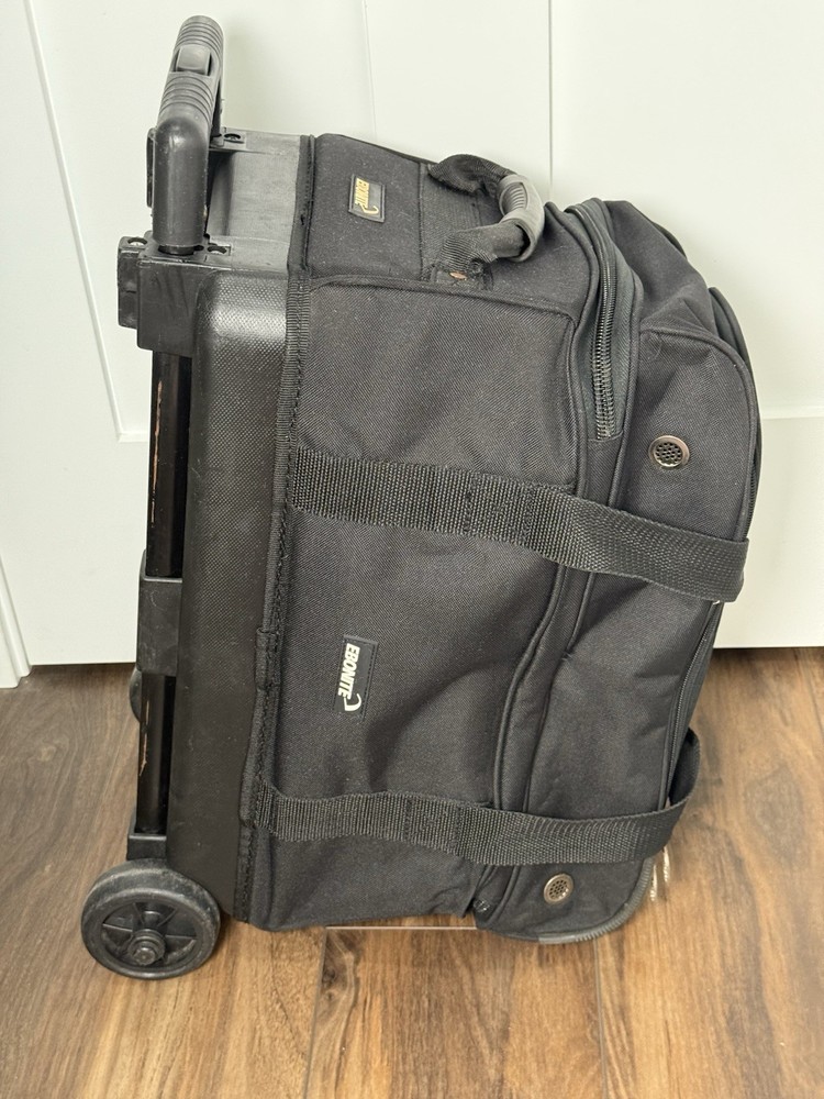 Ebonite 2 Ball Transport Telescoping Rolling Bowling Bag Black Great Condition